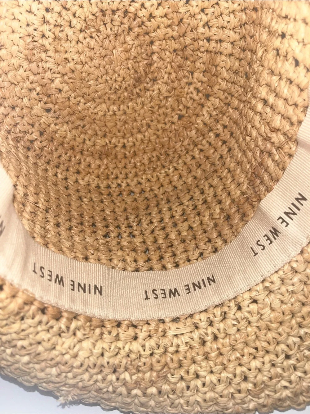 Nine West Beige Woven Straw / Raffia Sun Hat with band